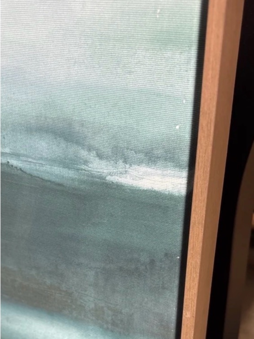 Threshold Natural Framed Canvas w/Teal & Gold Abstract 24”x30” - Picture 7 of 11